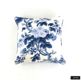 Custom Pillows in Hollyhock Print in Indigo with self welting (shown as 22 X 22)