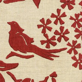 Birds Chinese Red on Natural Linen