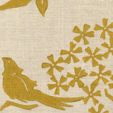 Birds Silhouette Saffron on Natural Linen