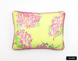 ON SALE 75% Off- Lee Jofa Green Chartreuse Floral Pillow with Hot Pink Piping (Both Sides - 12 X 16)