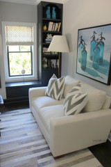Pillows in Quadrille Tashkent.  Roman Shade in David Hicks La Fiorentina.