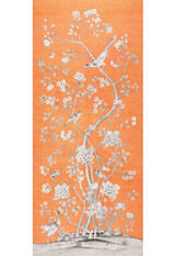 Chinois Palais Wallcovering by Mary McDonald in Tangerine