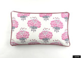 Pillow in Katie Ridder Peony in Raspberry with Kravet Dublin Linen Lipstick Red Welting (14 X 24)