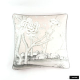 Schumacher Mary McDonald Chinois Palais Drapes in Tangerine with Malmaison Tape in Noir/Swan