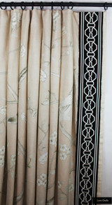 Mary McDonald Chinois Palais in Blush Conch with Malmaison Trim in Noir/Swan (Custom Made by Lynn Chalk)