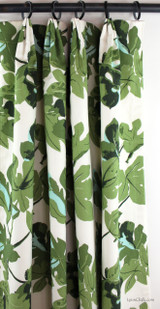 Fan Pleated Drapes in Fig Leaf on White