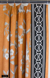 Mary McDonald Chinois Palais in Tangerine with Malmaison Trim in Noir/Swan (Custom Made by Lynn Chalk)