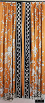 Mary McDonald Chinois Palais in Tangerine with Malmaison Trim in Noir/Swan (Custom Made by Lynn Chalk)