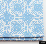 Quadrille Sigourney Small Scale French Blue on White Roman Shade