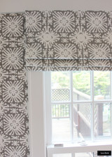 Quadrille Sigourney Reverse Grey on White Small Scale Roman Shade and Matching Wallpaper