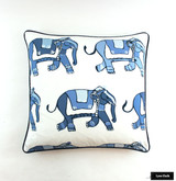 Pillow in Parade with Navy Welting (24 X 24)