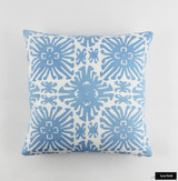 Quadrille Sigourney Small Scale French Blue on White Pillow (18 X 18)