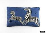 Zebras in Denim Blue Pillows with Self Welting (16 X 26)