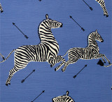 Scalamandre Zebras Denim Blue Comes in Both Cotton/Linen and Indoor/Outdoor Fabric