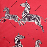 Scalamandre Zebras in Masai Red Comes in Both Cotton/Linen and Indoor/Outdoor Fabric