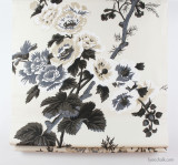 Roman Shade in Pyne Hollyhock Print in Charcoal