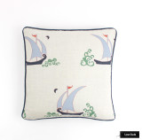 Katie Ridder Beetlecat Pillow in Lavender (18 X 18) with Navy Welting