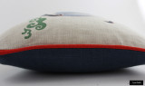 Katie Ridder Beetlecat Pillow in Lavender (18 X 18) with Tomato Red Welting and Navy Blue Back