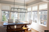 Roman Shades in Schumacher Piet Performance Blanc with Samuel & Sons Grosgrain Ribbon trim in Ink