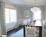 Schumacher Santa Monica Ikat Drapes with Helser Brother French Poles in Alabaster