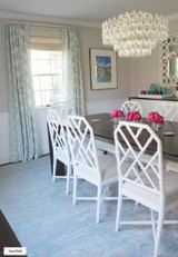 Schumacher Santa Monica Ikat Drapes with Helser Brother French Poles in Alabaster
