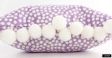 Quadrille Mojave One Color Reverse Lavender White Pillow with Samuel & Sons Dolce Pom Pom Trim