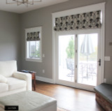   Kelly Wearstler/Lee Jofa Bengal Bazaar Custom Roman Shades in Living Room (shown in Graphite-comes in other colors)