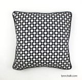 Celerie Kemble Betwixt in Black & White 20 X 20 Pillow with Black Linen Welting