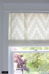 Double Wide Sheer Roman Shade in Master Bathroom (Fabric is discontinued)