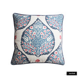 Galbraith & Paul Lotus Pillow in Lapis on Logan Natural Linen with Navy Welting (20 X 20)