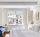 Quadrille Volpi Custom Box Pleated Valance (shown in Soft Windsor Blue on Tint- comes in many colors) photographed by @kmarksphoto on Instagram