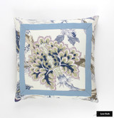 Schumacher Indian Arbre Hyacinth Pillow with Azure Tape Trim