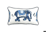 Lulu DK for Schumacher 14 X 36 Parade Pillows with Navy Welting (Both Sides -  Made To Order)