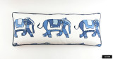 Lulu DK for Schumacher 14 X 36 Parade Pillows with Navy Welting (Both Sides -  Made To Order)