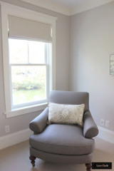 Quadrille Veneto in Grey Pillow with Roman Shade in Kravet Indoor Outdoor 16235 1116