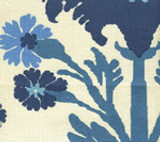 Quadrille Henriot Floral Blue French Green on Linen 302041F CU