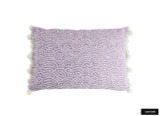 Quadrille Mojave One Color Reverse Lavender White Pillow with Samuel & Sons Dolce Pom Pom Trim