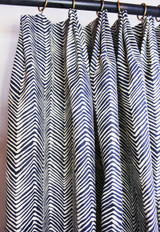 Fan Pleated Drapes in Quadrille Alan Campbell Petite Zig Zag -Navy on Tint