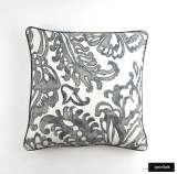 Pillow in Tremezzo Damask Graphite (24 X 24) with Dark Grey Welting