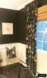 Lee Jofa/Kravet OWLISH Custom Drapes in Dining Room (shown in Black-comes in 4 colors)