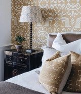 Wallpaper Quadrille Bali II in Camel II on Almost White 

Interior Design by Lynda Kerry

