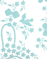 Quadrille Birds II Wallpaper in New Blue on White 5050-02WP