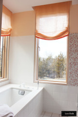 Roman Shade in Linen with Samuel and Sons Grosgrain Ribbon Trim on Bottom (shown in Ink)