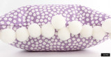 Quadrille Mojave One Color Reverse Lavender White Pillow with Samuel & Sons Dolce Pom Pom in Whipped Cream