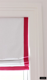 Roman Shades White Linen Samuel and Son Performance Trim Fuchsia 977-52389-55 