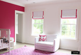 Roman Shades White Linen Samuel and Son Printemps Chevron Border Fuchsia 977-52389-55 