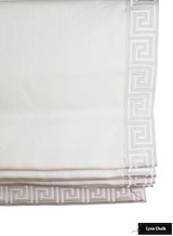Oyster Linen with Samuel & Sons Aristotle Greek Key in Oyster Roman Shade (2.75" Wide)