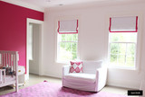 Roman Shades White Linen Samuel and Son Performance Trim Fuchsia 977-52389-55 