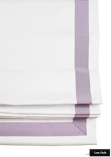 White Roman Shade with Samuel & Sons Lilac Purple Trim