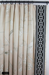 Mary McDonald Chinois Palais with Inverted Pleats in Blush Conch with Malmaison Trim in Noir/Swan (Custom Made by Lynn Chalk)